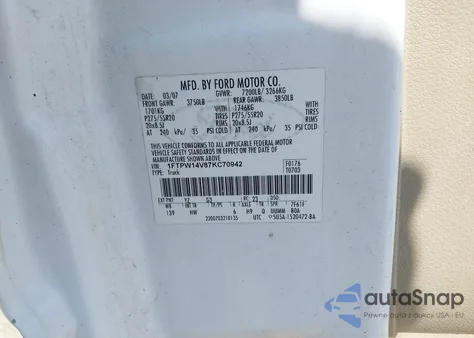 2007 Ford F-150 Fx4/Lariat/Xlt z USA, uszkodzony, nr VIN 1FTPW14V87KC70942